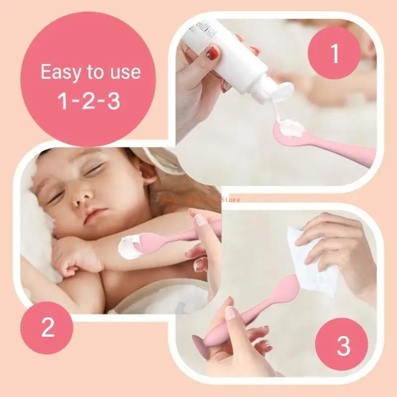 

J0PF Silicone Baby Diaper Cream Spatula Scrape Brush Tool with Suction Base Full Size