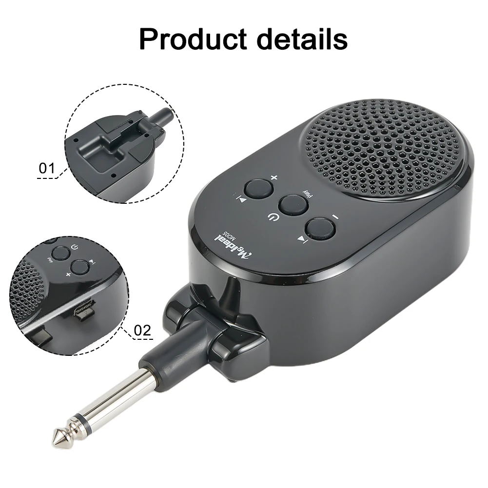 Rechargeable Mini Guitar with 6 35mm Input Perfect for Electric Guitar and Bass Compact Size for Easy Carrying