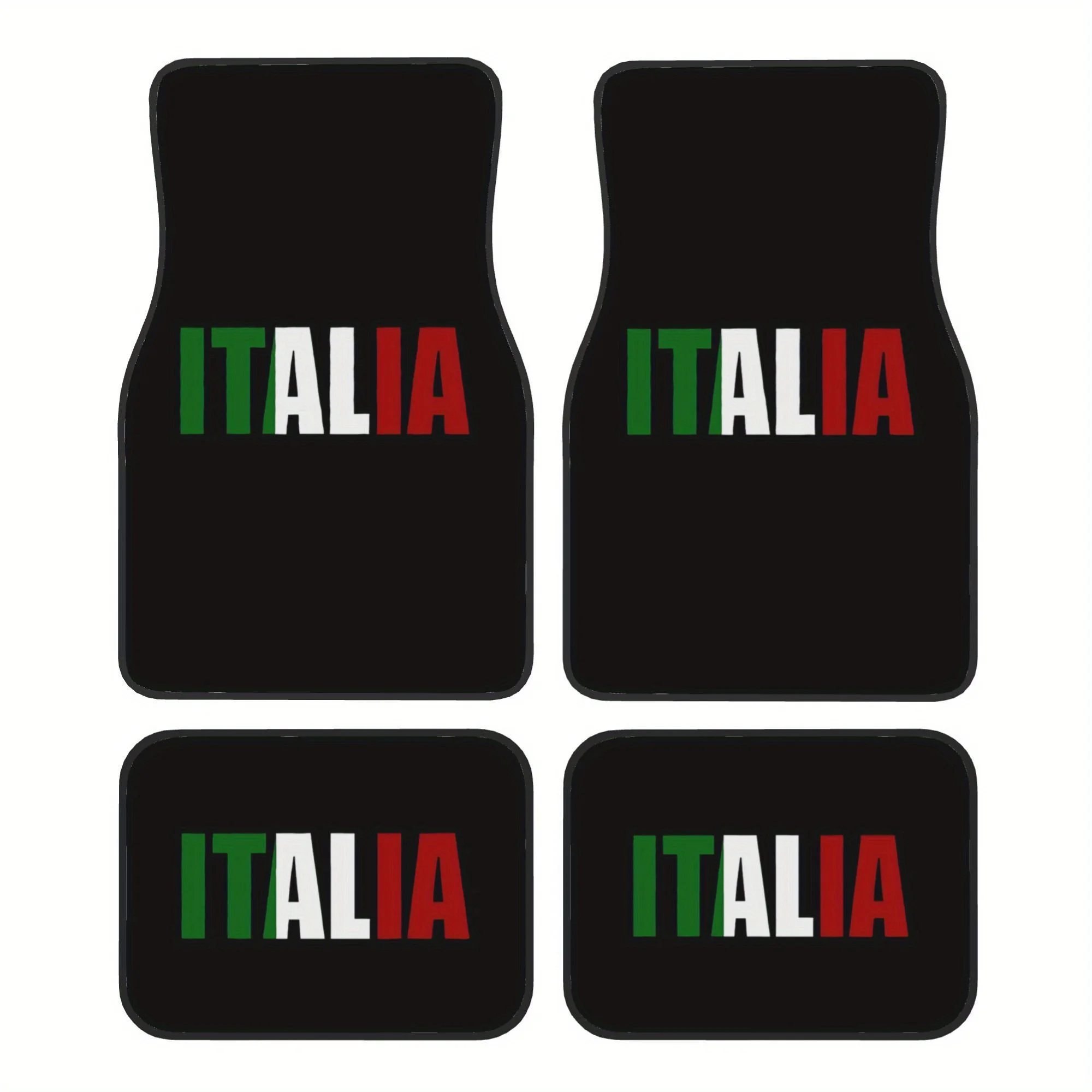 4pcs Car Floor Mats Italian Flag Logo Truck Floor Mats Universal Car Floor Mats Fashion Print Design Durable Base Keep Car Inter