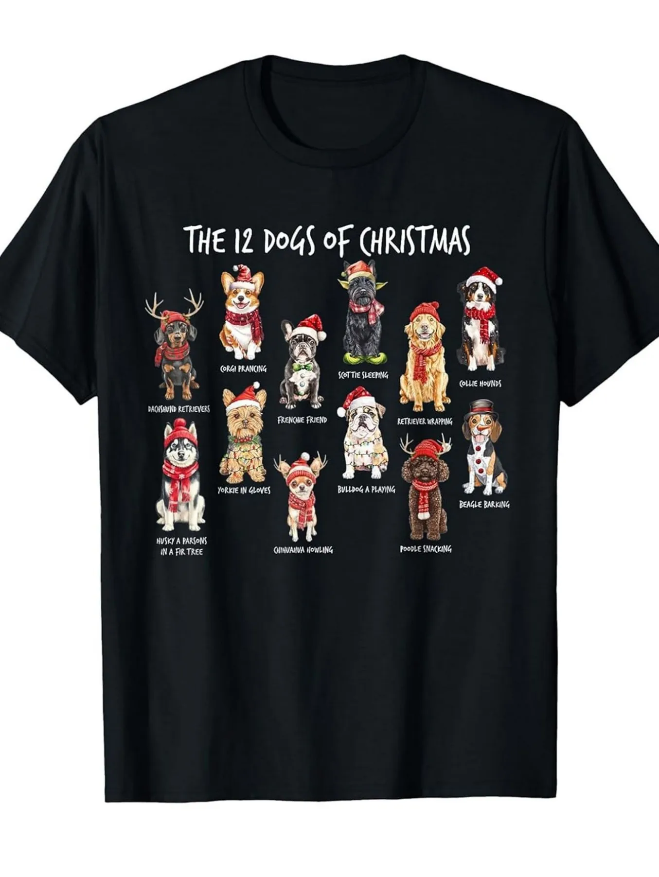 

Top Pick Local Fun Christmas 12 Day Dog Vintage Style Holiday Tee