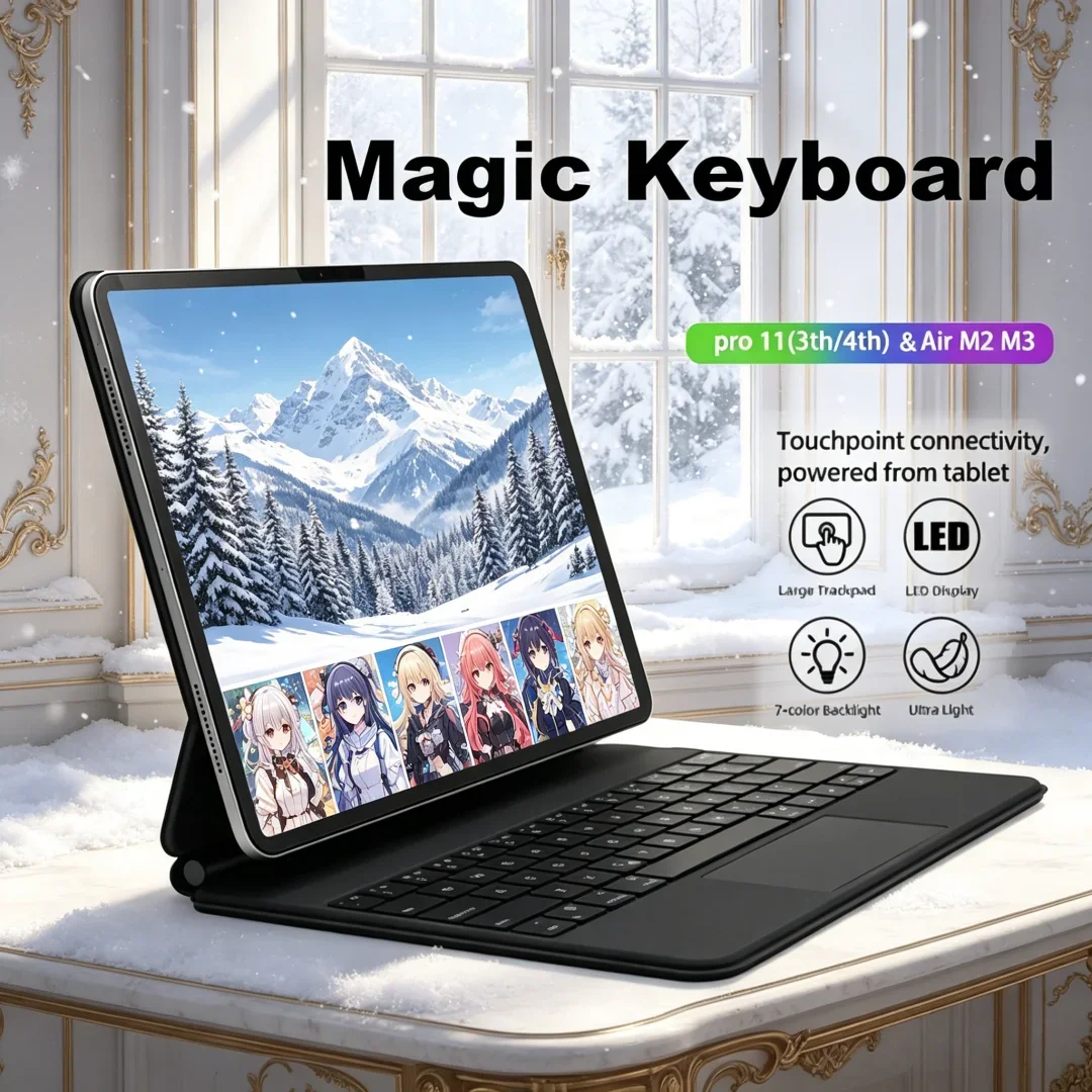 Funda con Teclado Elite Polished Smart Pogo Pin para iPad Air 11 2025 M3, para iPad Air 10.9 11 2024 Pro 11 4ª y 5ª Generación, Trackpad, Teclado