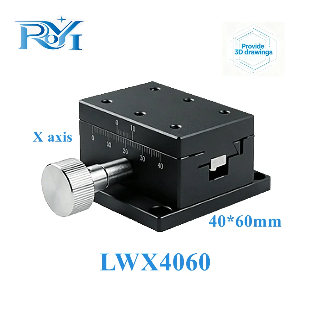 X/XY/XZ/XYZ‑Axis 40×60mm Precision Linear Stage Dovetail Groove Gear Drive Manual Knob Adjustment Displacement Sliding Platform