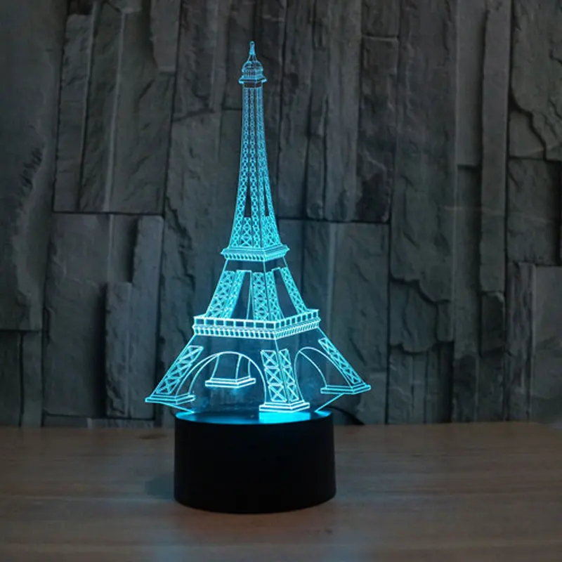 

7 Colors Mini Eiffel Tower Backdrop Souvenirs Eiffel Tower Decoration Pendant 3D Table Lamp Led Toys Action Figures Mold