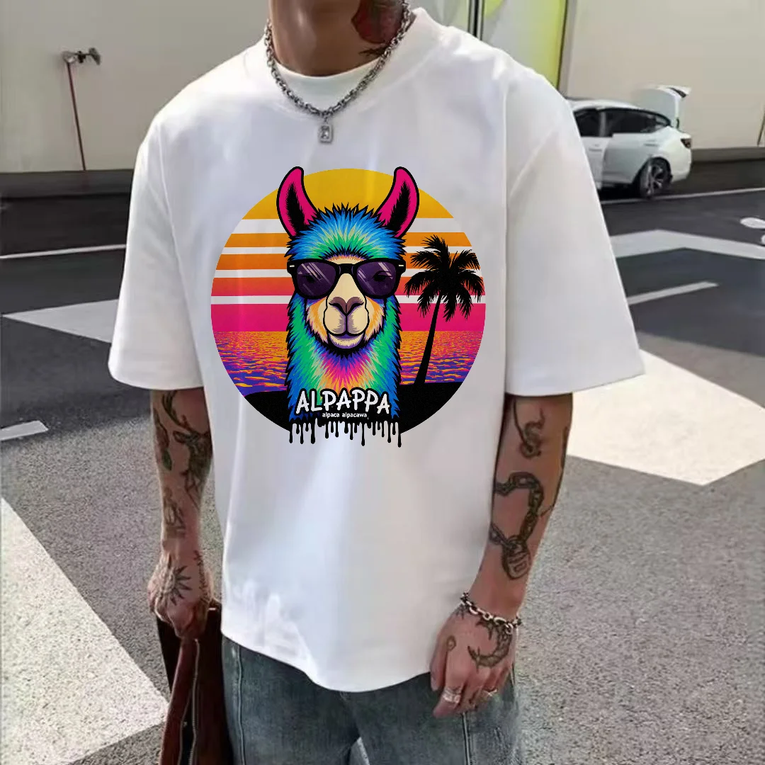 تي شيرت - كاجوال برقبة دائرية من القطن صيفي بأكمام قصيرة للرجال والنساء المراهقين والرجال مطبوع جديد للجنسين