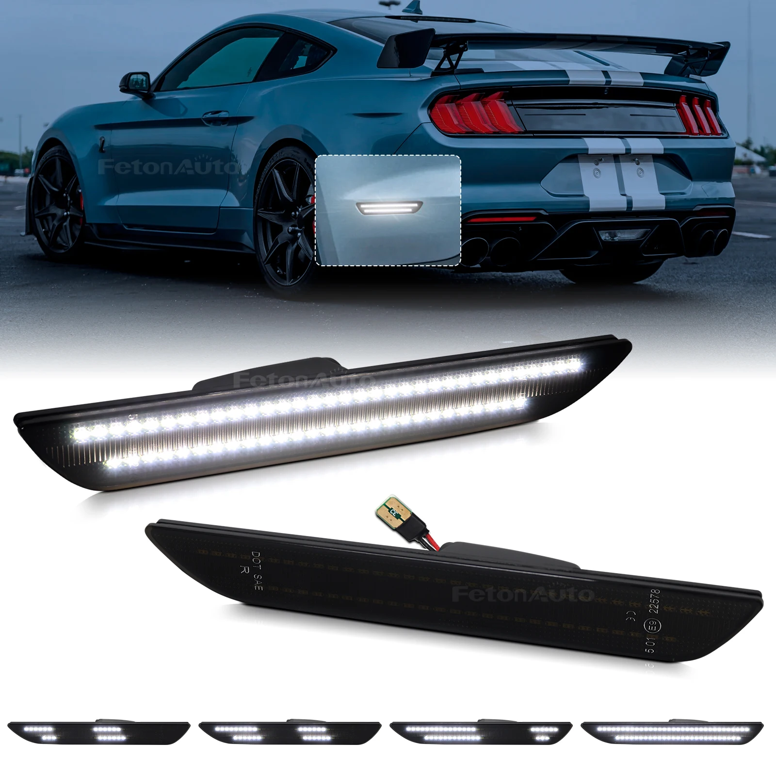 Dynamic Rear Side Marker Light Indicator Car LED White Fender Lamp for Ford Mustang 2015 2016 2017 2018 2019 2020 2021 2022 2023