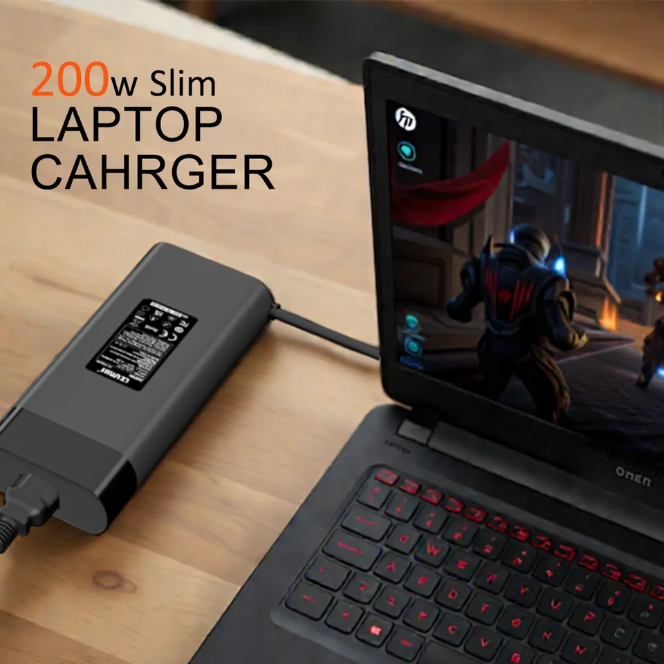 330W HP Omen Gaming Laptoplader – GaN, 20V/16,5A, Met 2x USB-C (100W) En USB-A (60W), Compact En Lichtgewicht