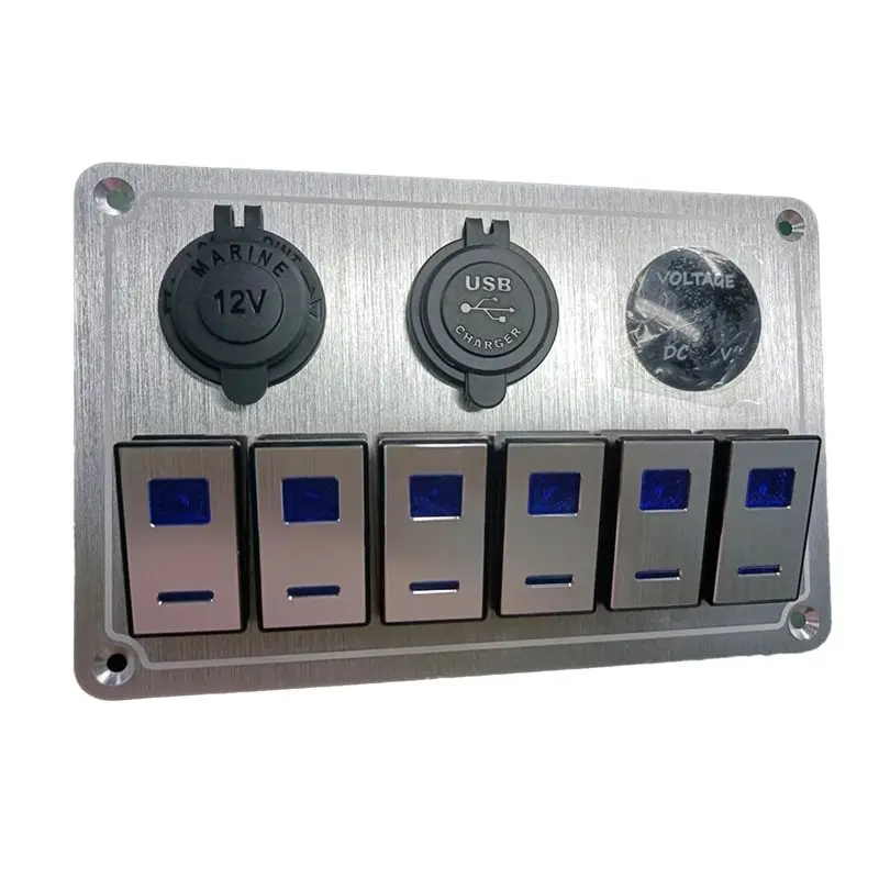 

ABXN-Metal Waterproof LED Rocker Switch Circuit Panel Boat Rocker Switch Control Panel Fit For Car Auto Boat Marine B
