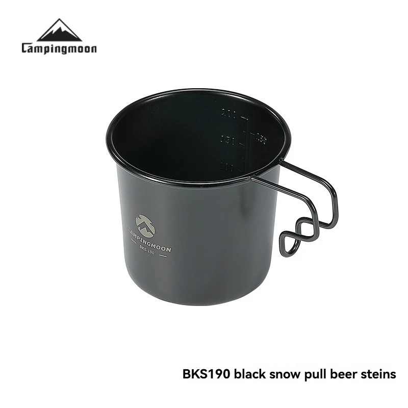 CAMPINGMOON Outdoor Camping Stainless Steel Black Titanium Plated Snow Glass Beer Cup Drinking Cup Easy To Store and carry