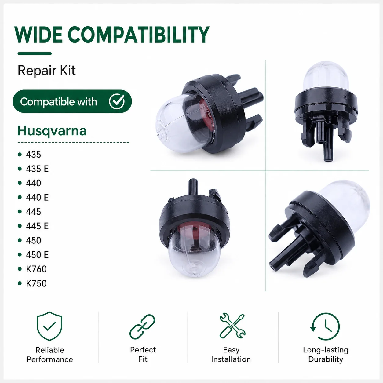 Husqvarna Chainsaw 440 - Kettingzaag Reparatieset Primer Lamp Brandstoffilter Voor