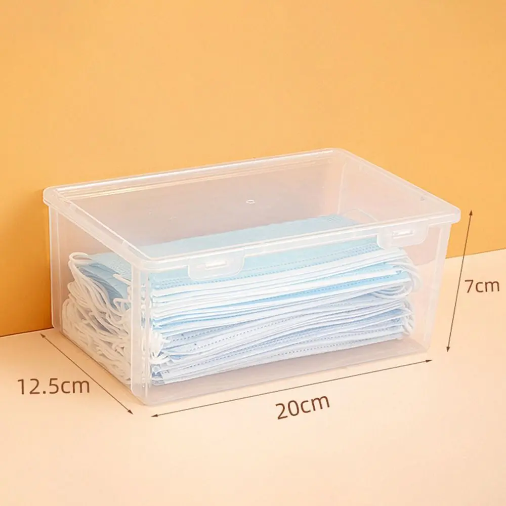 Neue 1-teilige, verdickte Maskenaufbewahrungsbox, transparente Klappbox, kleine und große Kunststoffbox für Medikamente, Pillen, Schmuck, Ohrringe, Kosmetik – Detail 1