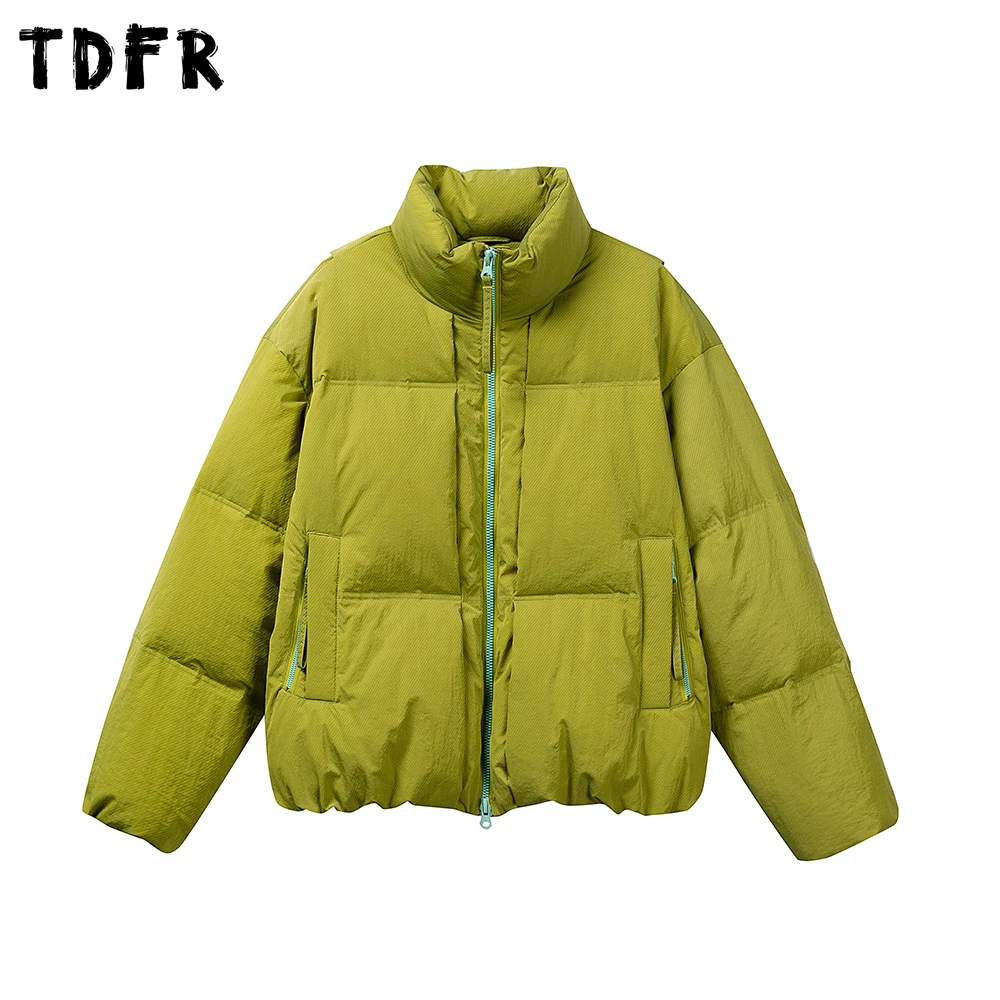 

Contrast Down Jacket Mens Winter Thick Safari Style Casual Warm Stand Collar Long Sleeve Padded Jacket Man