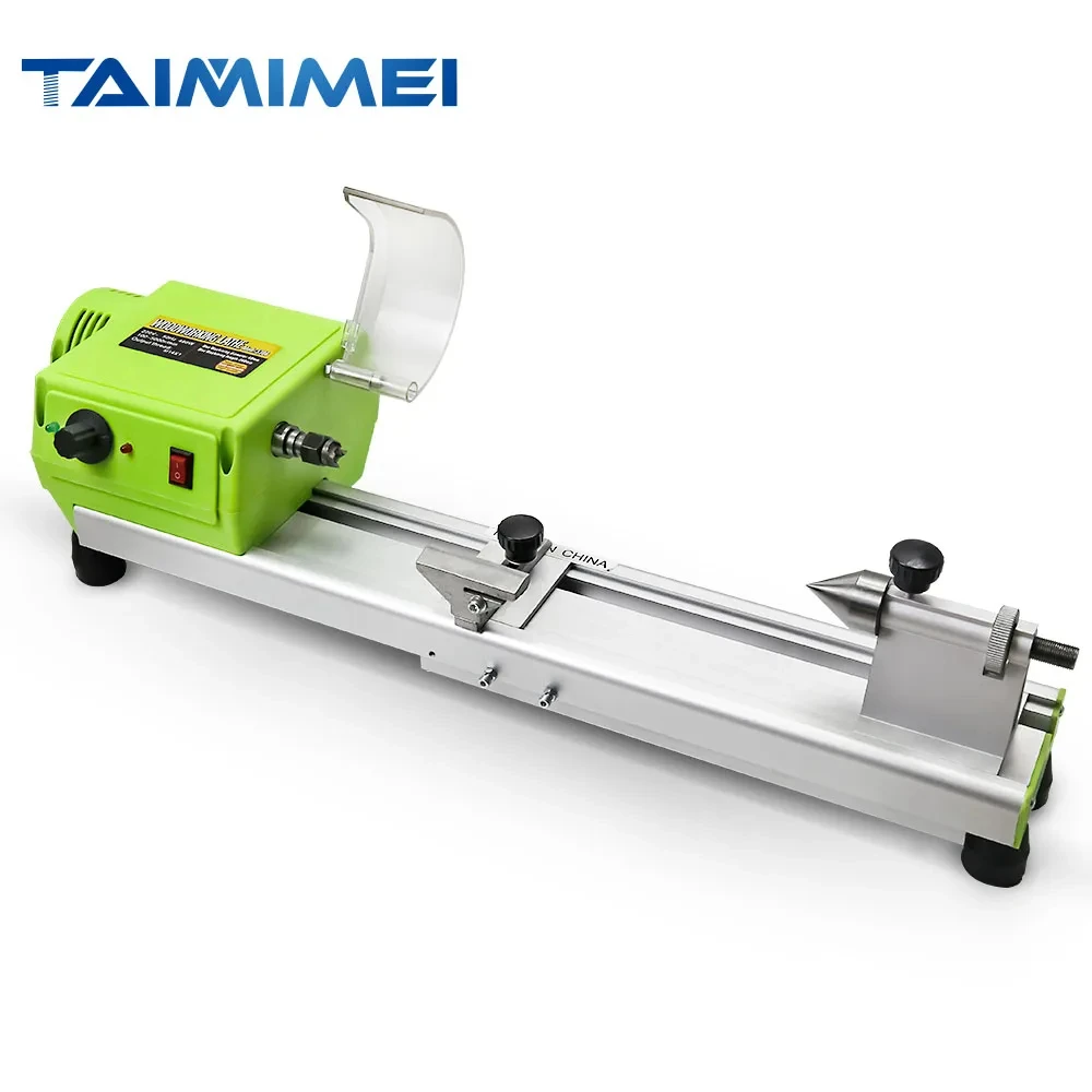 Taimimei Bg3306 Velocidade Variável Mini Torno de Madeira Bancada Micro Woodturning Torno Moagem Polimento Contas Broca Conjunto Ferramenta Giratória