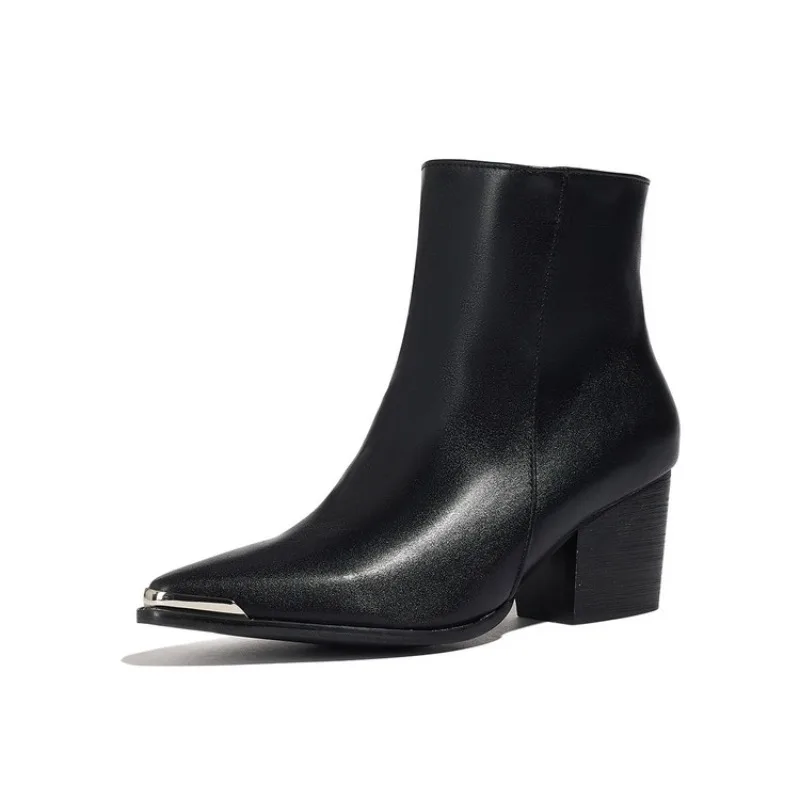 

Новые лаконичные удобные полусапожки с боковой молнией, повседневные черно-коричневые женские ботинки в европейском и американском стиле для покупок и отпуска