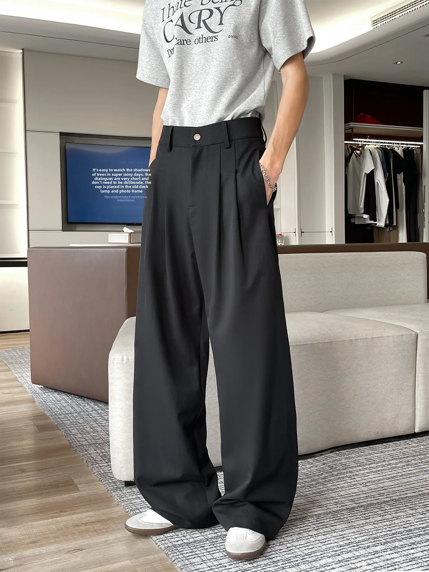 

Cleanfit Bla Straight Leg Suit Pants Men's Casual Trousers Spring Autumn Drapey High-End Loose Silhouette Leisure Pants