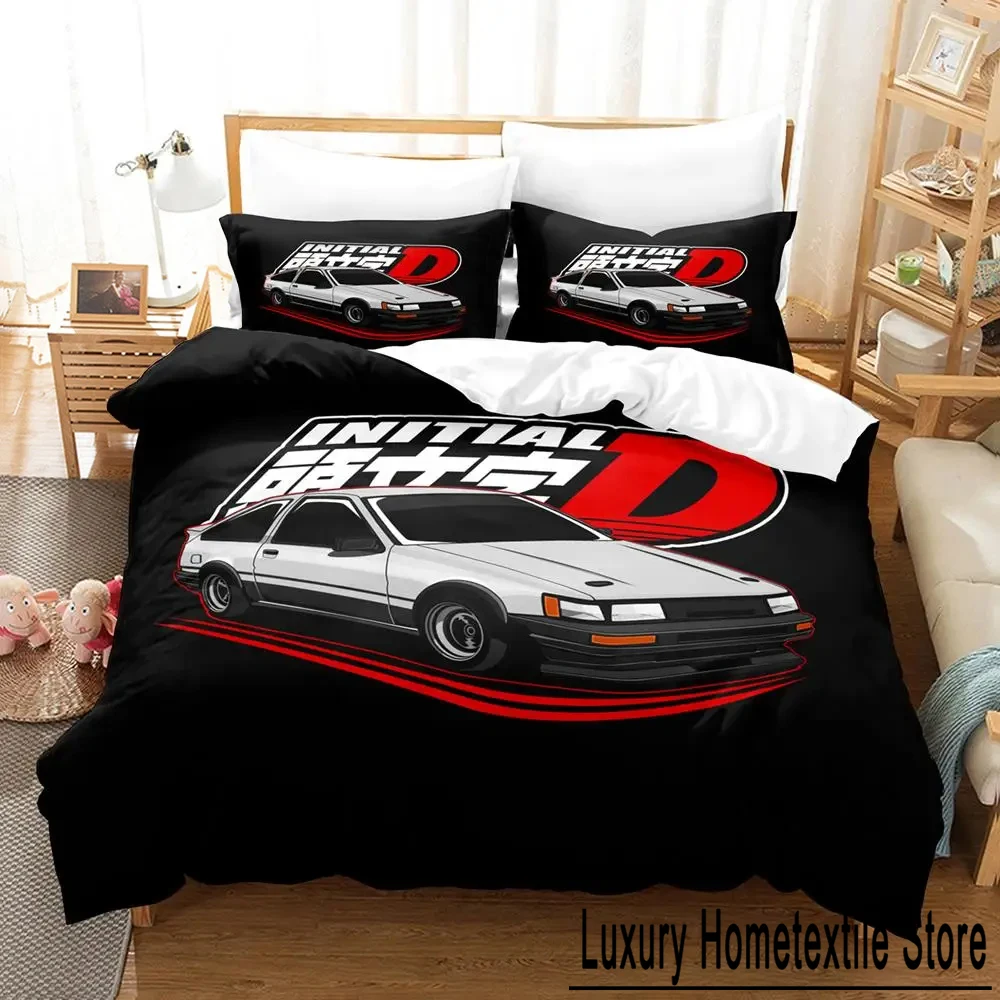 Initial Ae86 Boys Bedroom Bedding Set Single Twin Full Queen King Size Aldult Duvetcover 3D Anime Bed Sheet Set