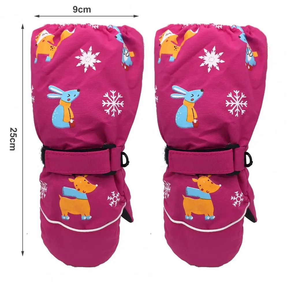 1 Pair Excellent Sports Gloves Comfortable Kids Snow Gloves Wear Resistant Anti-Skid Kids Snow Gloves  Cartoon Pattern