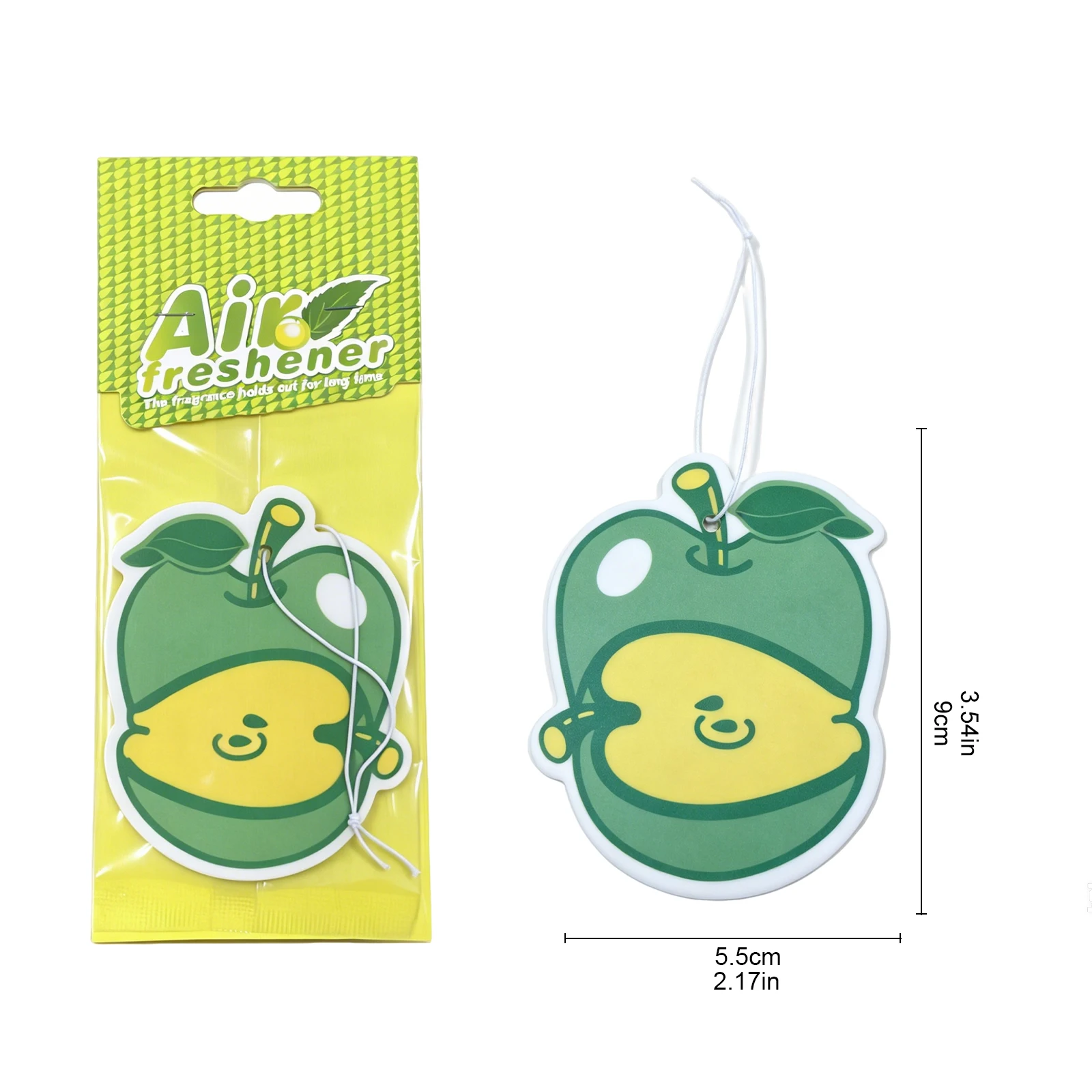3-20pcs Green Apple Car Air Freshener，Hanging Paper Tree for Car & Home