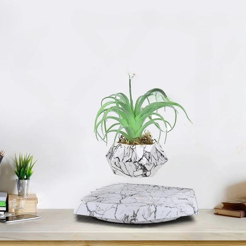 

Elegant ABS Plastic Magnetic Levitation Wedding Promotions Agriculture Marble-like Hexagon Affordable Smart Flower Plant Pot