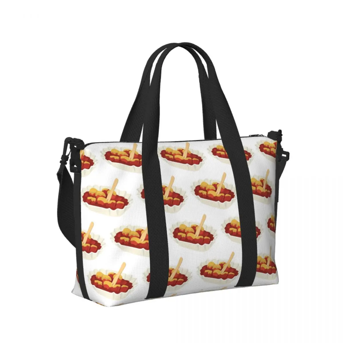 

Currywurst Eating Fast Food Foodie Beach Travel Bag Large Capacity Tote Bags for Gym Yoga Women Shopping Duffle Shoulder Bag