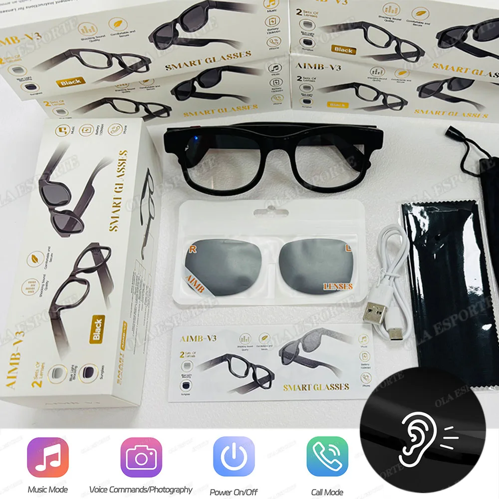 

2026 Smart Glasses Wireless Call Music Sunglasses Multi-functional Anti-Blue Light Sunglasses Wireless Headset Glasses Men Women