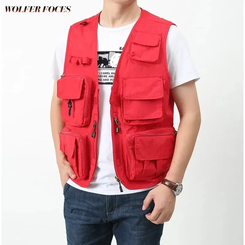 

Clothing Gilet Men Work Fishing Vest Multi-pocket Multi-pockets Embroidered Hunting Summer Mesh Mountaineering Sleeveless Jacket