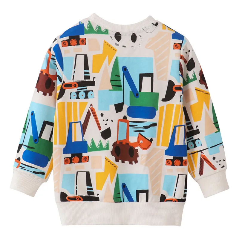 Jumping Meters 2-7T Fashion Boys Sweatshirts Cartoon Cars Print Long Sleeve Toddler Kids Costume Autumn Spring Hooded Shirts