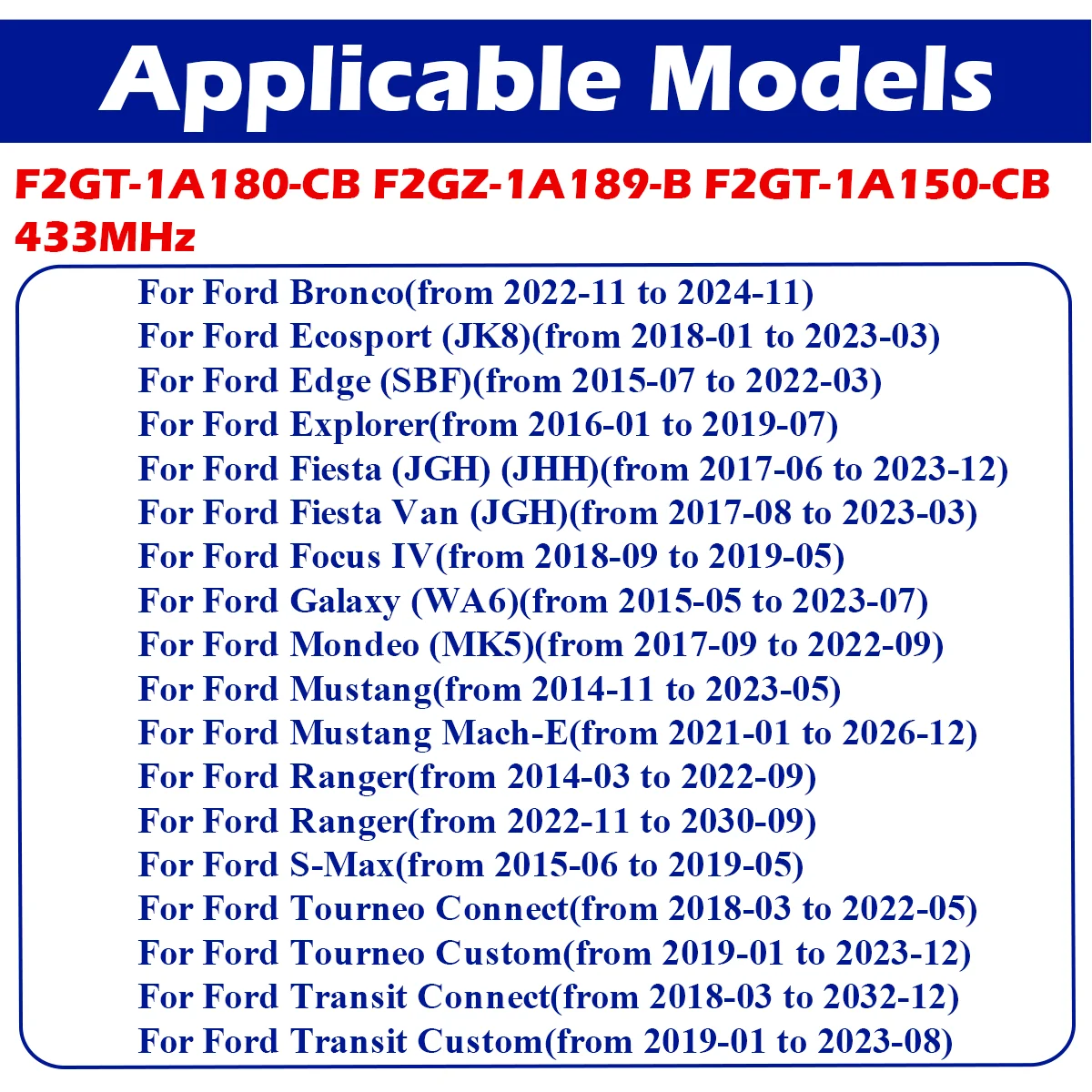 F2GT-1A180-CB TPMS Tire Pressure Sensor For Ford Ecosport JK8 Edge Explorer Fiesta Focus IV Mondeo MK5 Ranger Transit 433MHz