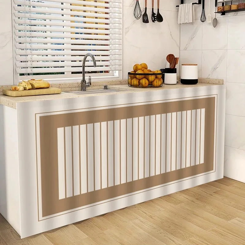 VIKAMA Modern Minimalist Vertical Stripe Kitchen Cover Curtain Is Suitable For Dust And Ugliness Prevention In Kitchen Cabinets