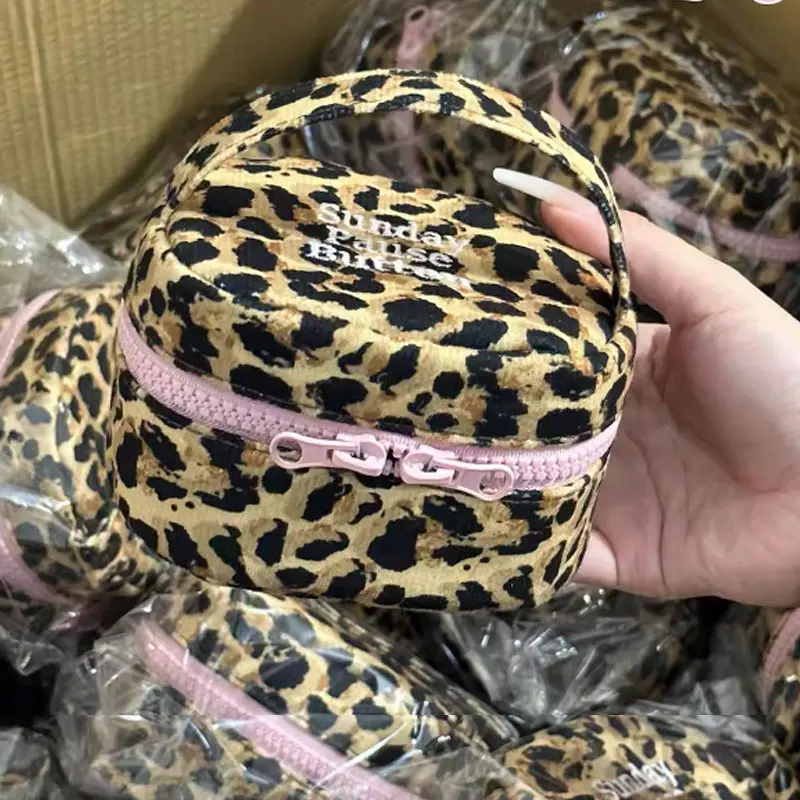 Large Capaci Travel Storage Box Portable Tiger Skin Pattern Storage Bag for Women Cosmetic Camera Storage Bag Zipper Design