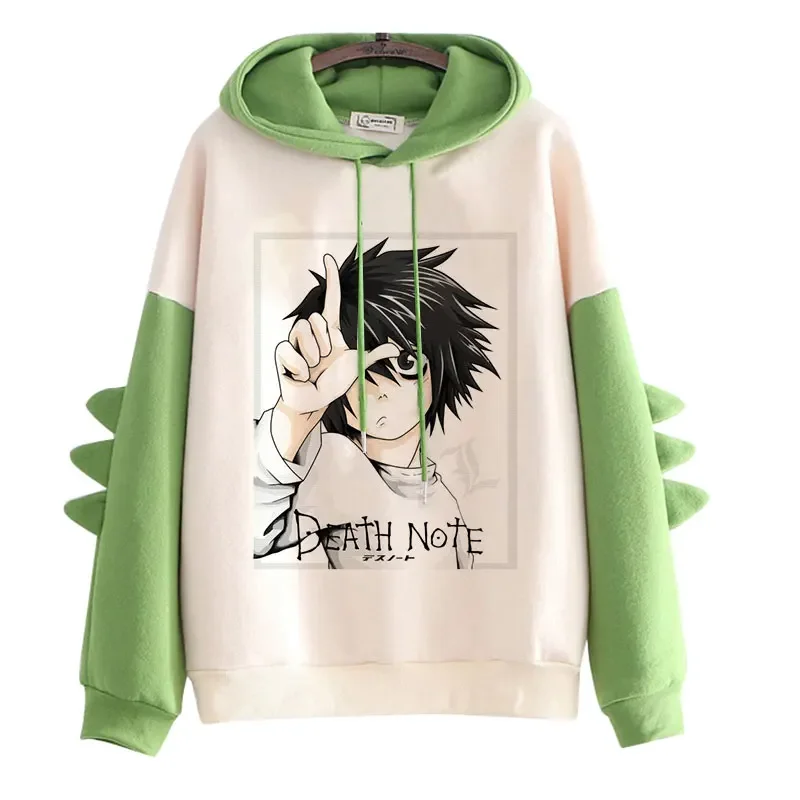 Japanese Anime Death Note Hoodies Men Kawaii Winter Warm Hoody Funny Cartoon Graphic Streetwear Harajuku Unisex Sweatshirts Male