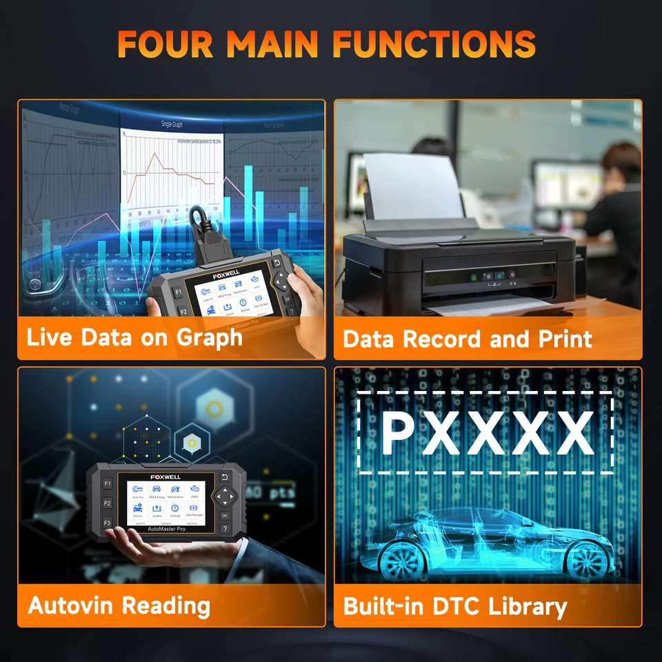 Foxwell NT650 Pro ABS SRS قارئ الرمز D-P-F TPMS BRT EPB OIL 25 إعادة تعيين 2 الماسح الضوئي أداة تشخيص السيارات المهنية