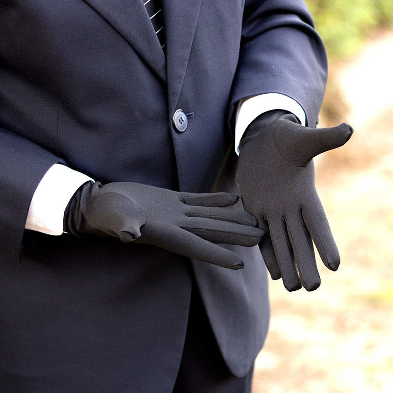 4Pieces Tuxedo Gloves White Formal Uniform Cotton Gloves Men Bleathable Full Finger for Guard Band Butler Costume Black Gloves