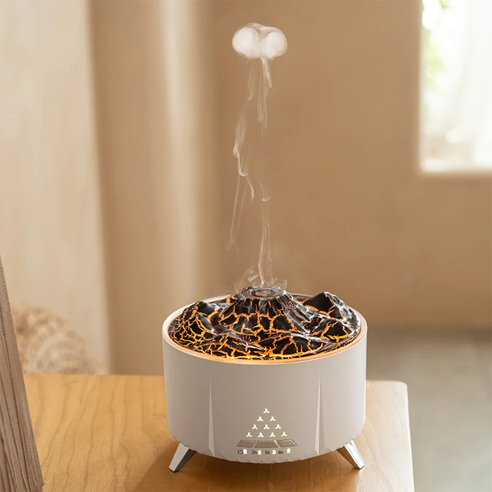 350ML Aromatherapy Humidifiers Diffusers 3D Simulated Flame USB Charging Wireless Bluetooth-compatible Audio Office And Home