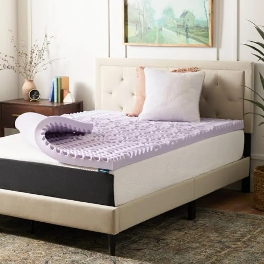 Lavender Infused 3 Inch Memory Foam Mattress Topper with 5 Zones Twin Size Plush Feel CertiPUR Certified Dorm Room Essentials
