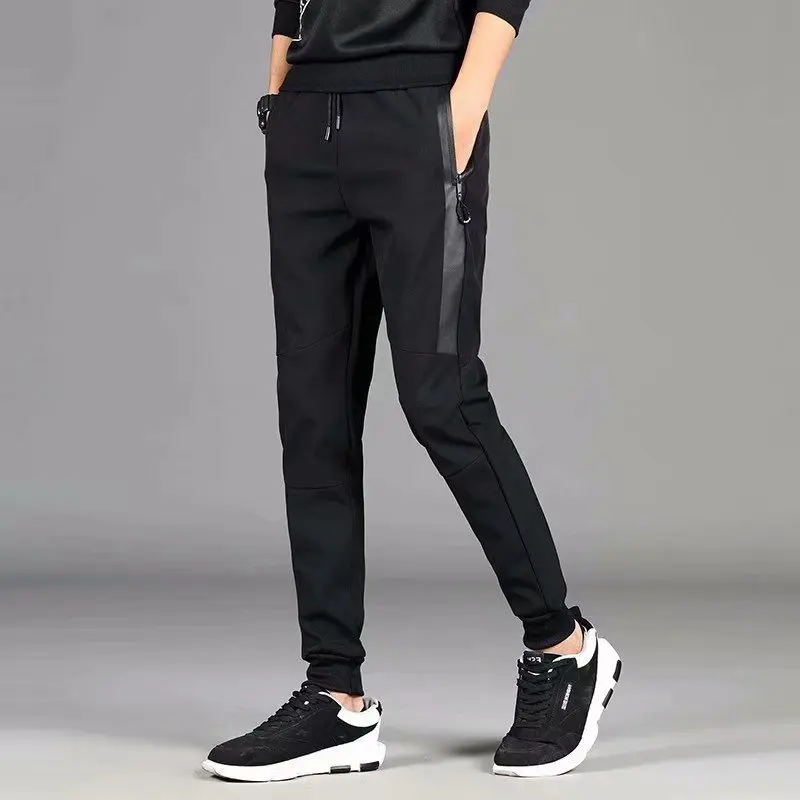 

New Spring Large Size Men Casual Pants Pocket Zipper Youth Sports Pants Loose Casual Comfortable All-match Nine Point Pants