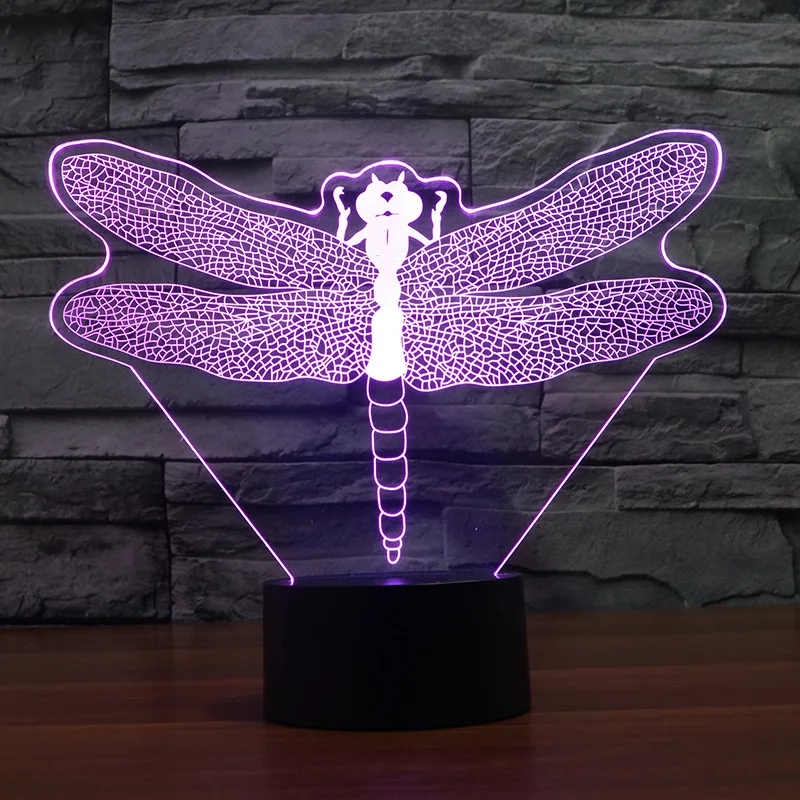 Dragonfly 3d Night Lamp Creative Colorful Animal Table Led Lamp Decorating Children's Room Powerbank Kids Lights Lamps