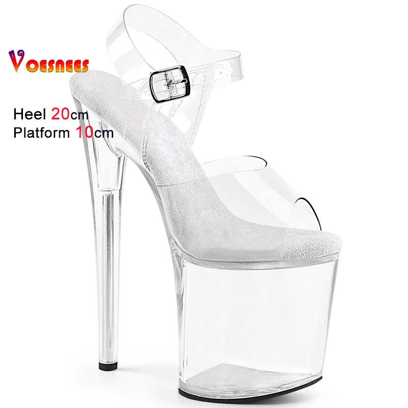 Voesnees 15 cm 17 cm 20 CM High Heels frauen Sandalen Anti-Skid Sexy Pole Dance Schuhe Dünne Ferse transparente Plattform Weibliche Party Sandalen 3