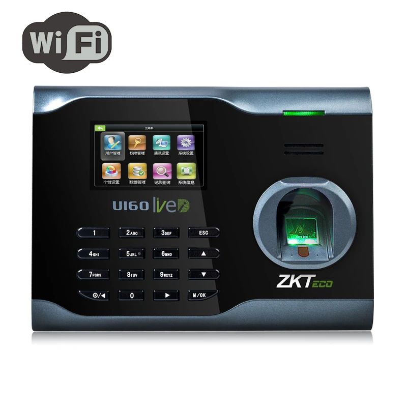 ZKTeco U160 ID 125Khz/ IC 13.56Mhz Wifi Fingerprint Time Attendance For 3000Users With English/Spanish/Portuguese