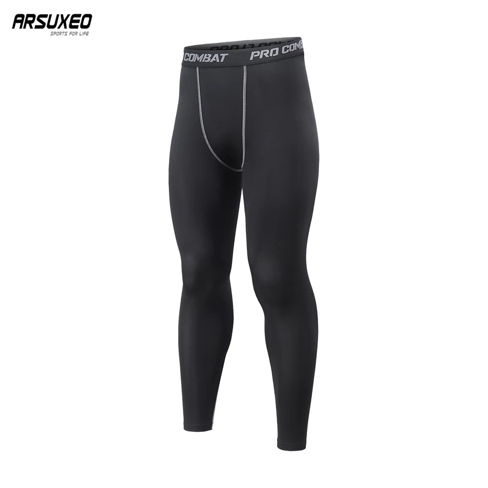 

ARSUXEO Men Sports Running Gym Fiess Compression Pants Workout Training Leggings Cycg Base Trousers Jogging Tights