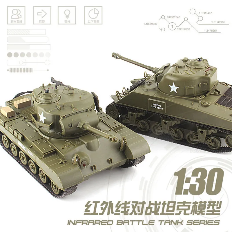 Hot Remote Control Tank Vehicle Henglong Infrared Battle Sherman Model Male Pershing Track M26a34 Small Children'S Toy Gift