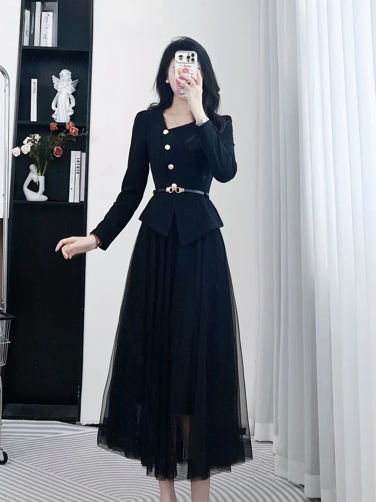 lachapelle-femmes-automne-2025-design-irregulier-sens-deux-pieces-ensemble-0343-faionable-polyester-longue-sve-bouton-up-tenue