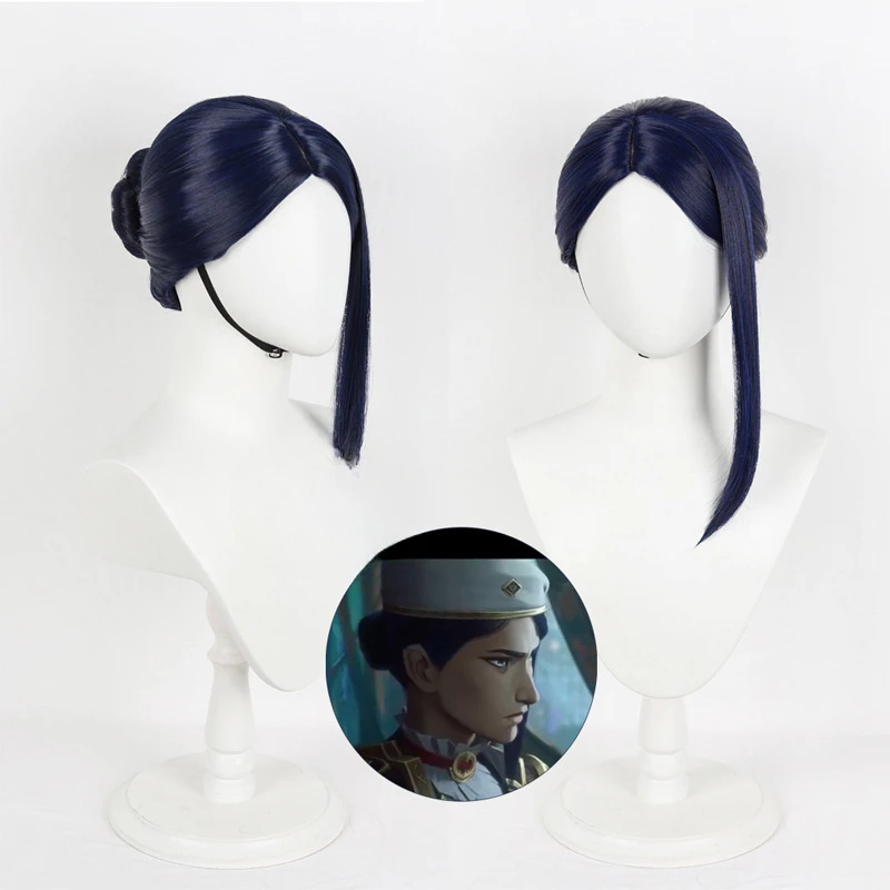 Tie Hair Women Costume Wig Costumes Adults Woman Arcane Caitlyn Anime Cosplays Halloween Women's Cosplay Adult LOL Wig Cap