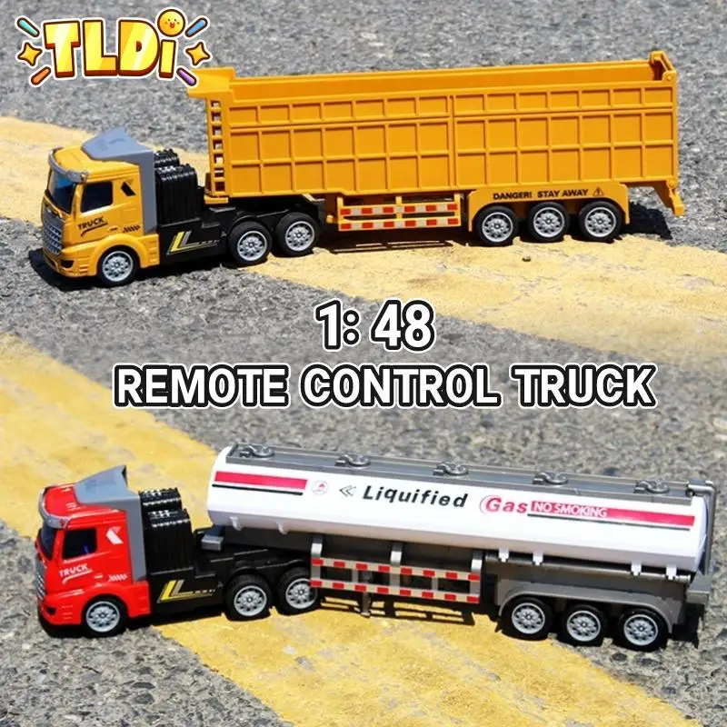 

1:48 RC Car Toys for Boys Remote Control Truck Heavy-Duty Transporter Container Truck Electric Enginner Vehicle Childern Gift