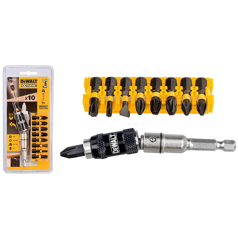 DEWALT DT70518 Screwdriver Bits 10 Pieces Corner Set Strong Magnetic Extreme Impact Pivoting Tip Holder Inc