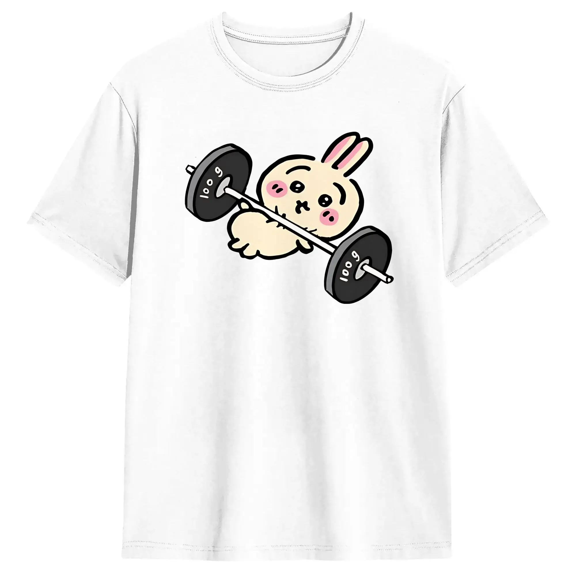 Usagi Chiikawas Gym Workout T-Shirt for Men  Leisure Pure Cotton Tee Shirt Crew Neck Short Sleeve T Shirts Birthday Gift Tops