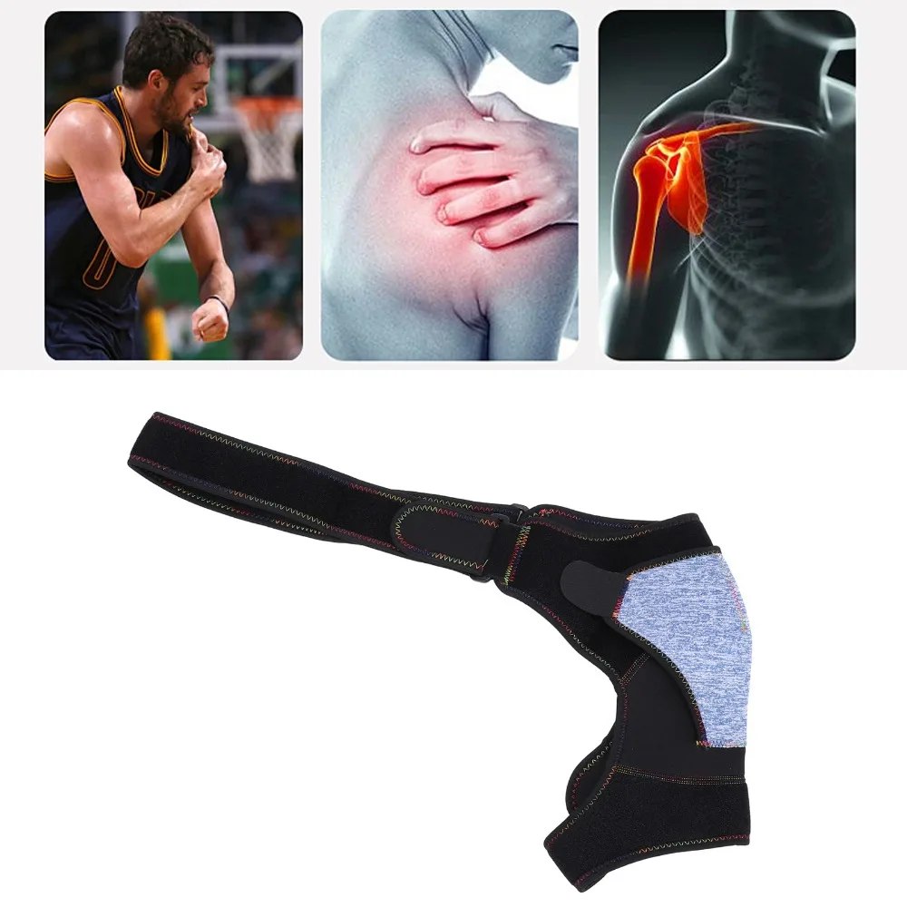 New Adjustable Shoulder Brace Sweat Absorbing Breathable Shoulder Support Wrap Double Layer Thickened Shoulder Protector Unisex
