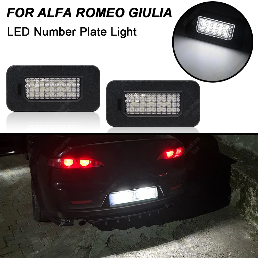 

2PCS LED License Plate Light For Alfa Romeo Giulia 2016-2022 Number Lamp For Alfa Romeo Stelvio 2017-2022 OEM# 50550396