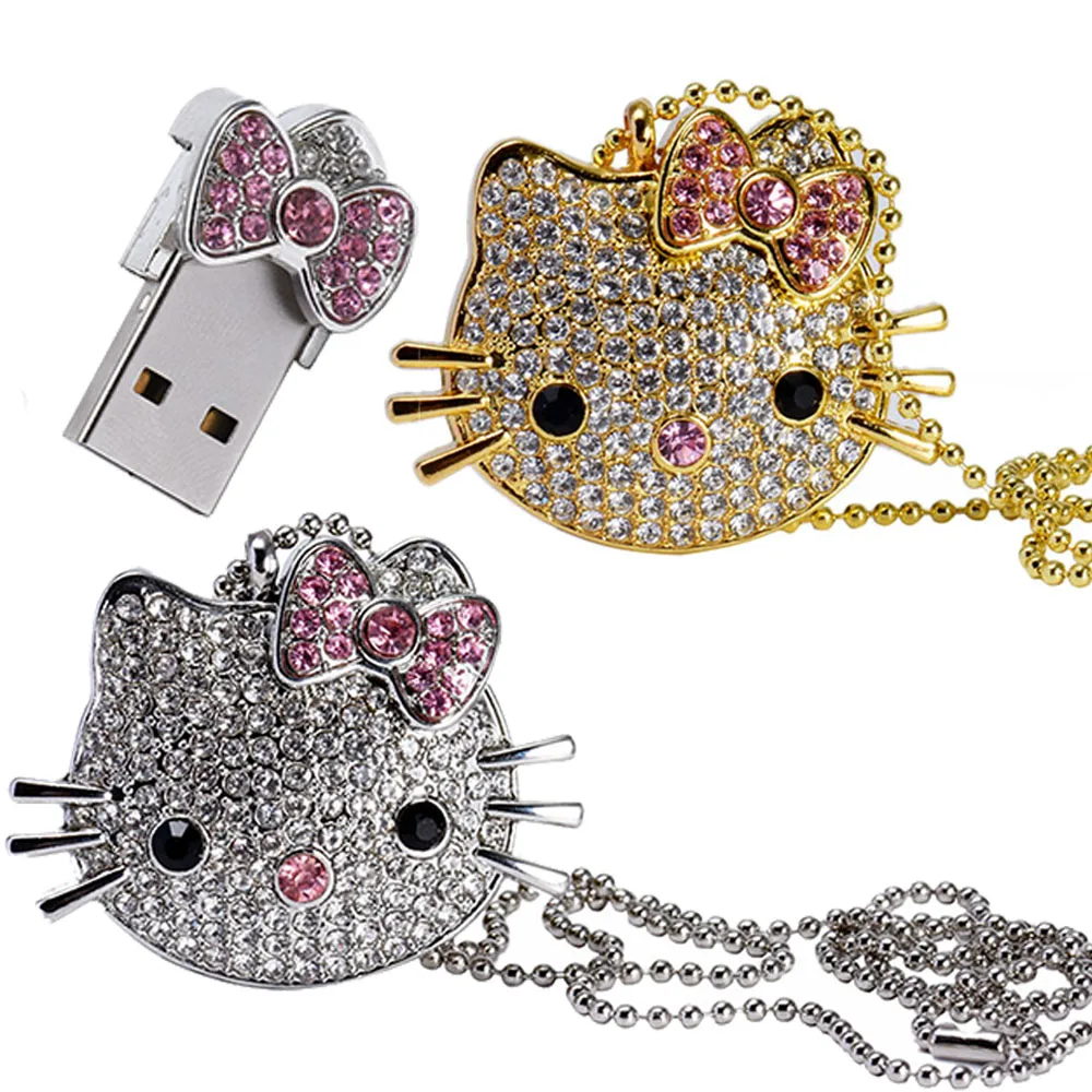 

Модный мультяшный USB-накопитель 64 ГБ Crystal Memory Stick 32 ГБ Cat Pen Drive 16 ГБ Real Capacity USB-накопитель для компьютера USB-накопитель