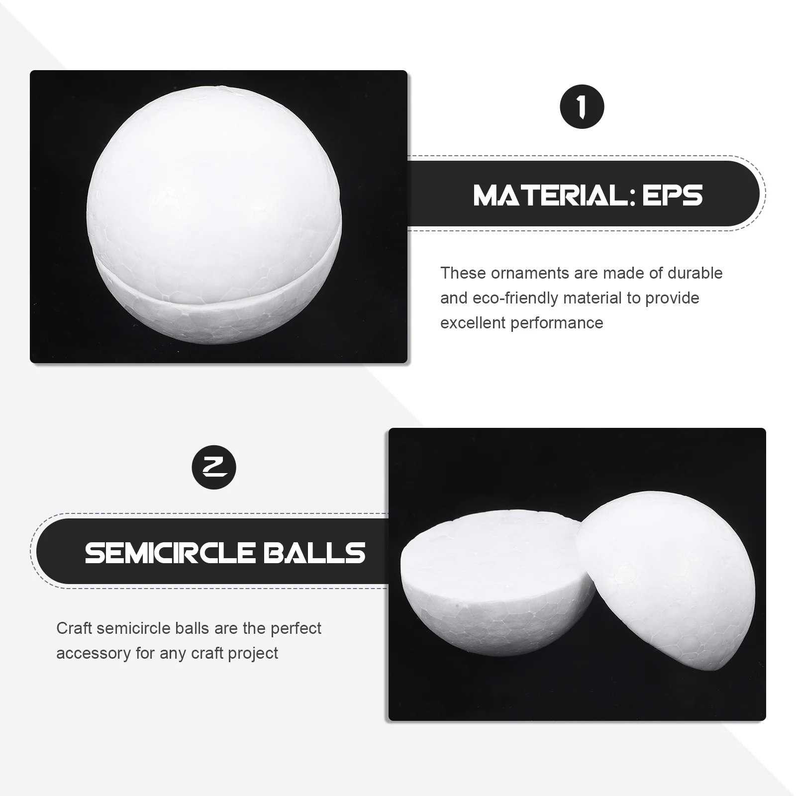 

50 pcs Round Foam Accessories Semicircle Balls For Diy Craft Projects Holiday Decor Christmas Ornaments Styroporkugeln