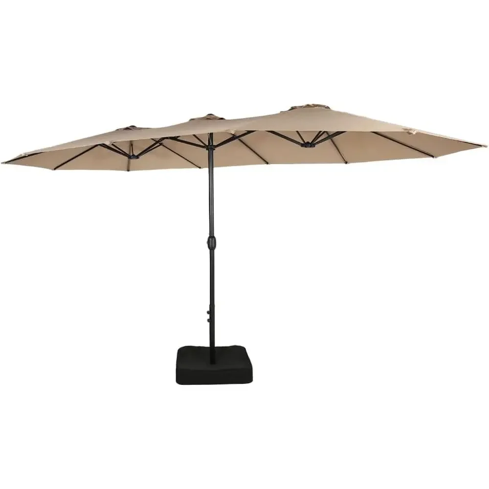 

Зонт для патио бежевого цвета, 15 футов, двусторонний, с ручкой и основанием